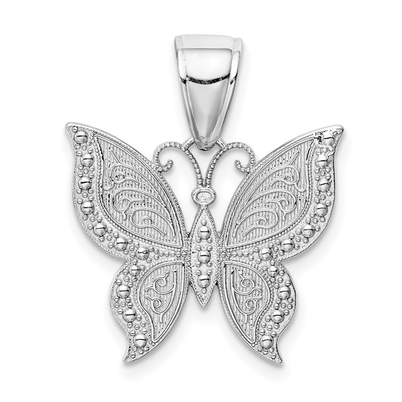 10K Gold White Gold Butterfly Pendant - Picture 1 of 4
